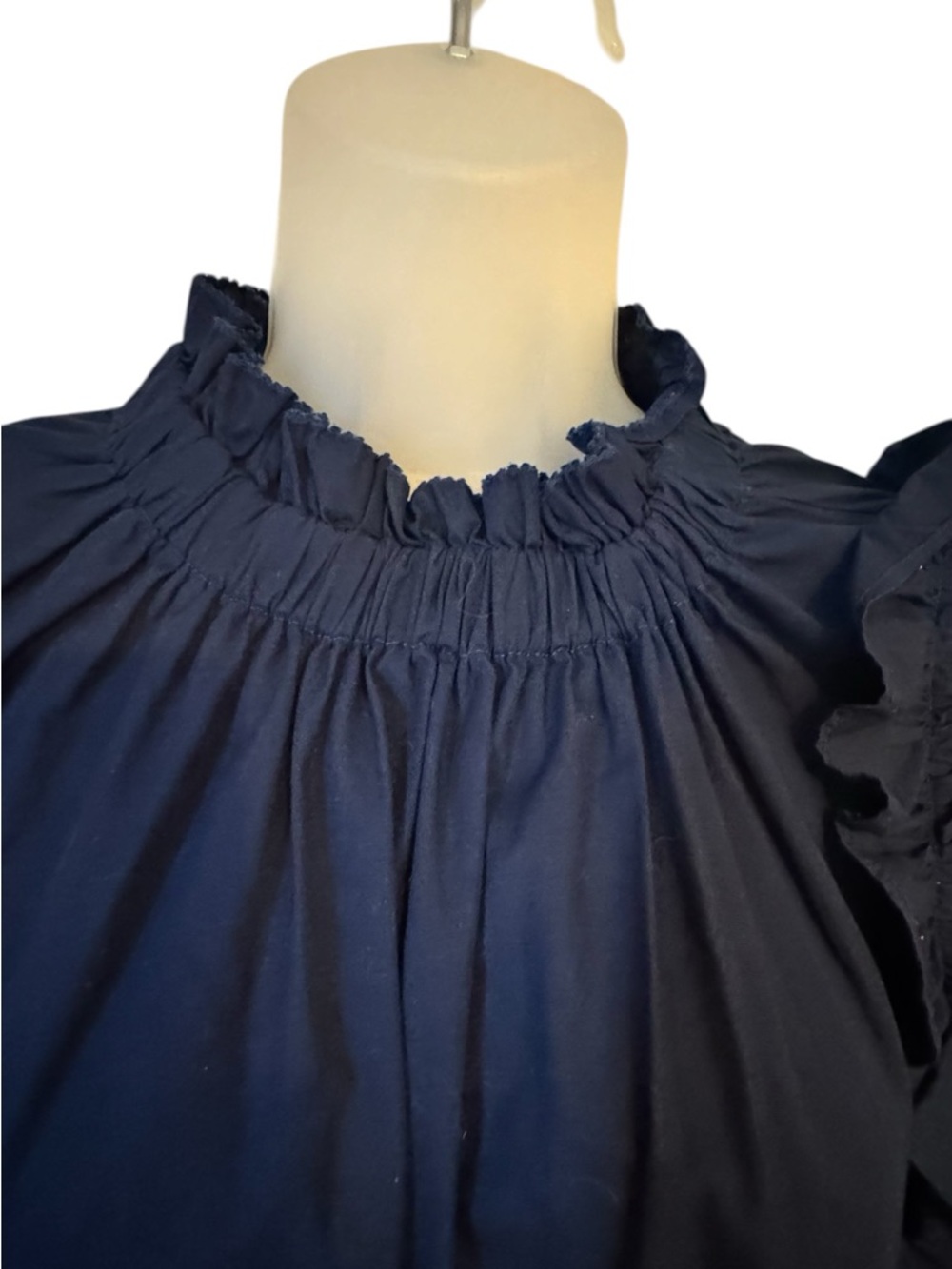 NWT Navy Ruffle Sleeveless Cotton Spring/Summer Top LARGE #12 - Picture 2 of 9